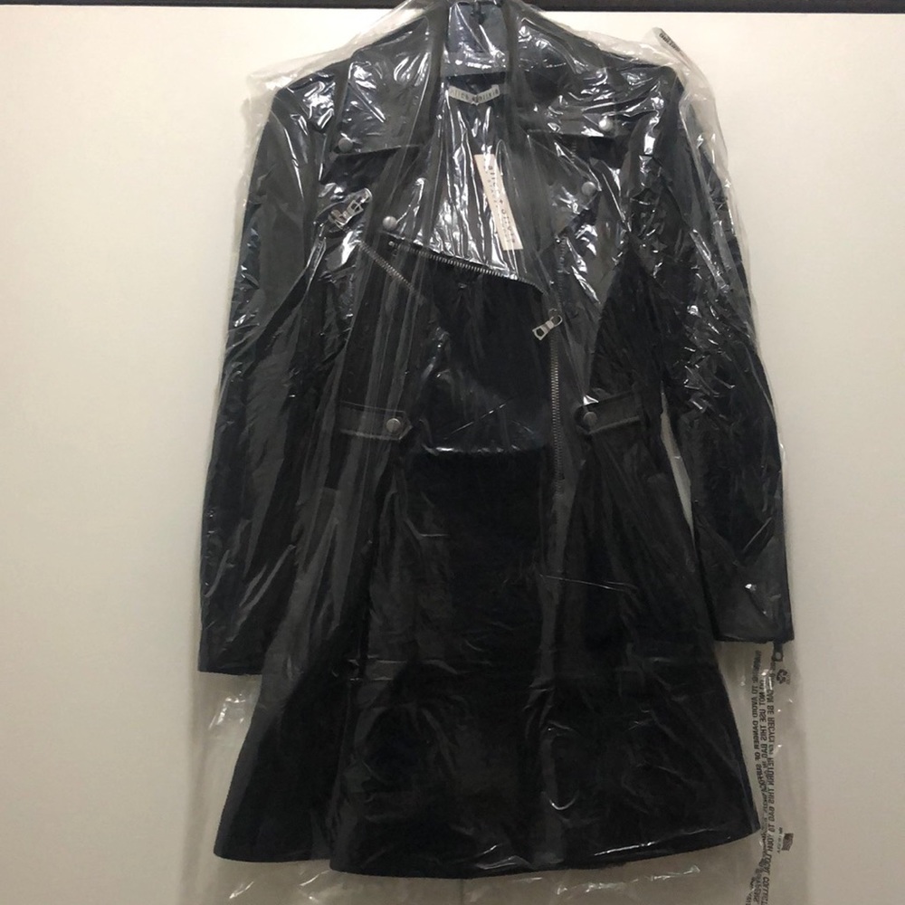 Alice + Olivia Cody Leather-Trim Midi Coat - Picture 4 of 5
